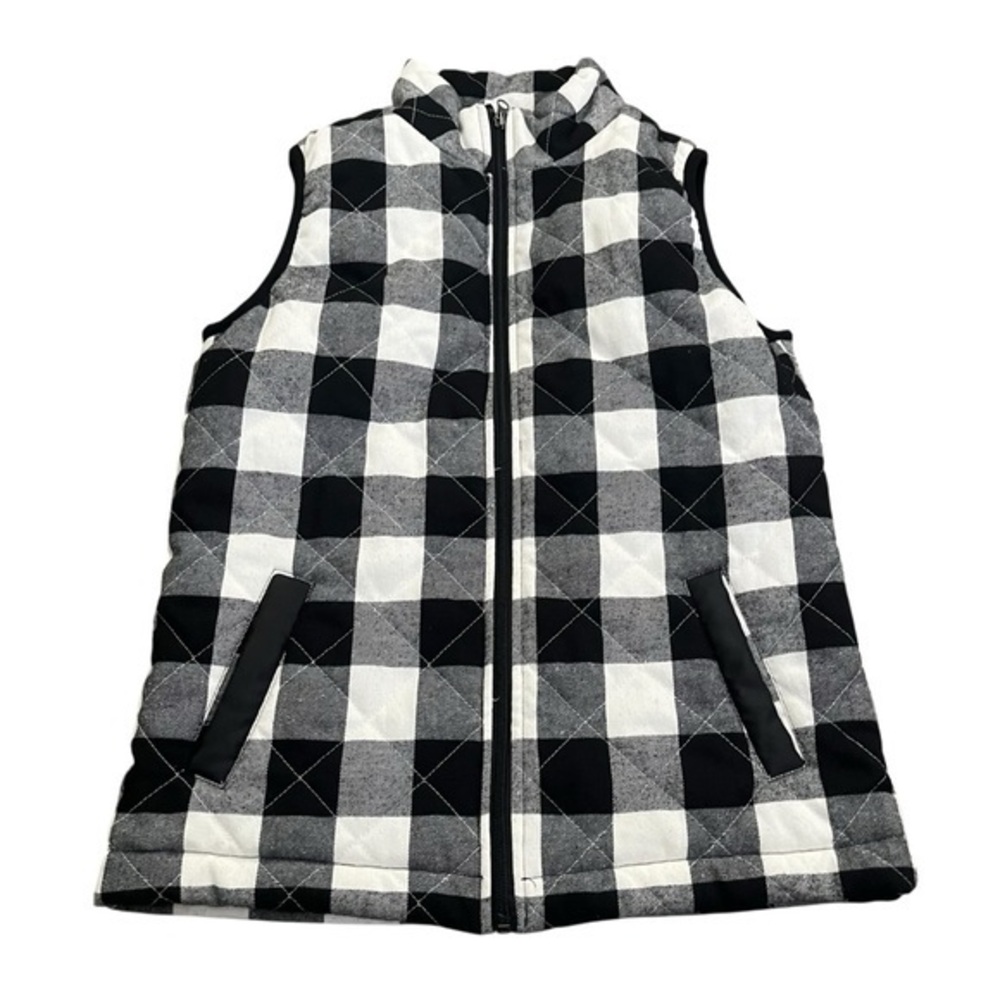 Pink Lily Women’s Black & White Checkered Vest Size M